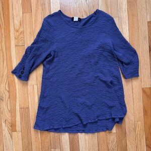 Coastal Grandma Yushi Denim Blue Textured Tunic
